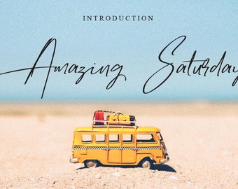 AmazingSaturday font is perfectly suited to logo, stationery, poster, apparel, branding, wedding invitation, card, tagline, layout design...