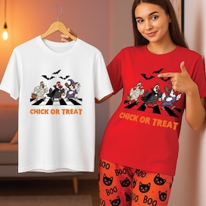 Halloween Chick Or Treat, Spooky Chicken Cross Road, Hen and Halloween Clipart, Funny Halloween Chicken, Spooky Goose  Sublimation PNG file