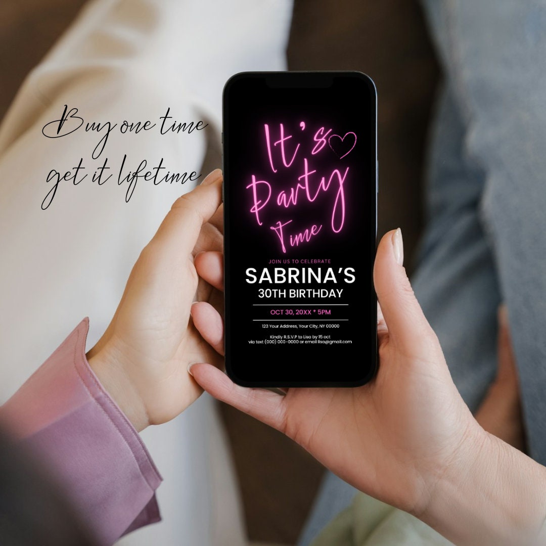 Mobile Birthday Invitation, Pink Birthday Invitation ANY AGE Canva ...
