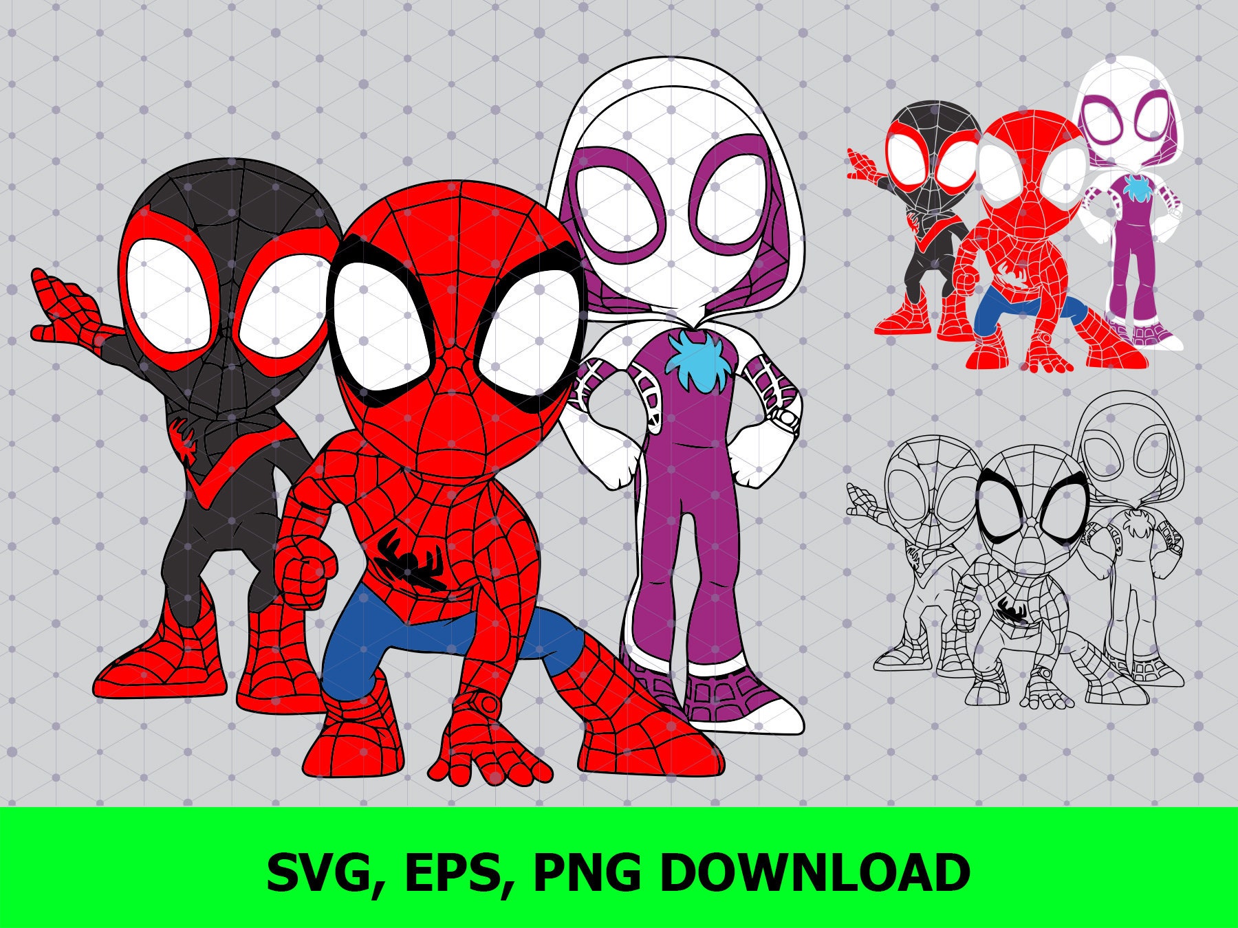 Cute Spidey and His Amazing Friends SVG EPS Cs10 PNG Digital | Etsy UK