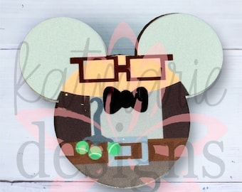 Carl from Up Inspired Mouse Head Badge Reel: Interchangeable Topper