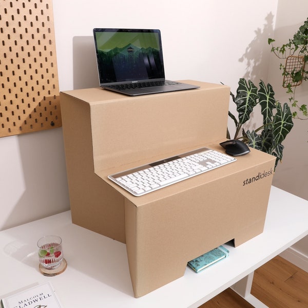 Active Stand Low - Un convertisseur de bureau sur pied simple - Transformez facilement votre bureau en bureau sur pied (fabriqué en carton robuste) UE