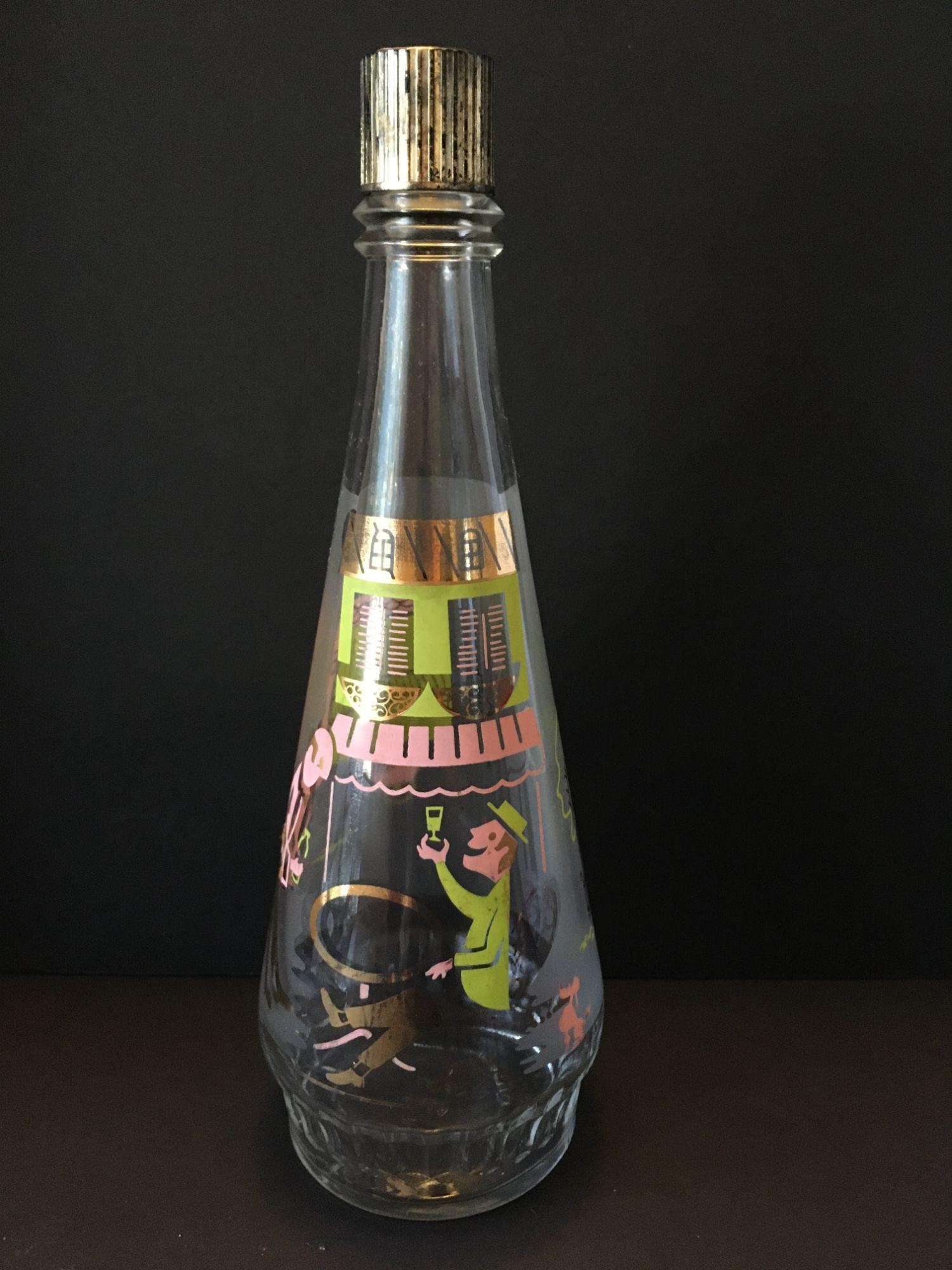 Vintage Novelty Liquor Bottle Pink and Green Mid Century Etsy