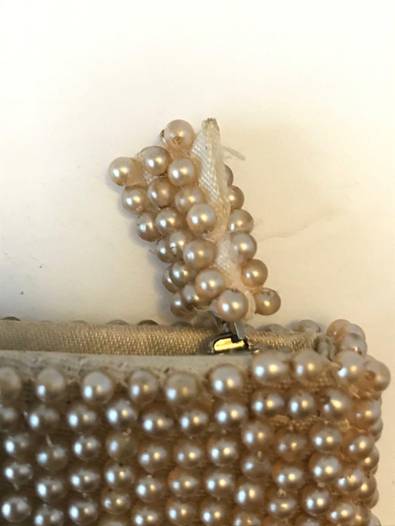 Vintage Faux Pearl Beaded Clutch Handbag, Mid Cen… - image 4