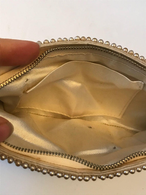 Vintage Faux Pearl Beaded Clutch Handbag, Mid Cen… - image 7