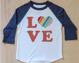Rainbow Toddler Tee//Love//Unisex Raglan Baseball Shirt//LGBT Friendly Shirt