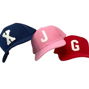 Infant Structured Baseball Hat with Vintage Wool Lettering, Personalized children hat, Initial, Varsity, Block Letter