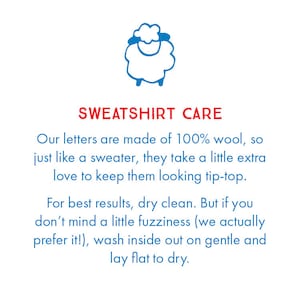 Personalized Zip Up Hoodie Sweatshirt with Wool Letters image 5