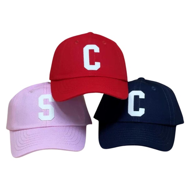 Cappello da baseball per neonati con scritte in lana vintage, personalizzato, iniziale, Varsity, stampatello