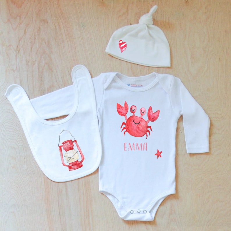 Little Crab 3-piece set onesie bib and hat