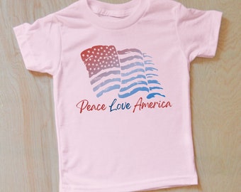 Vintage-Inspired American Flag Fourth of July T-Shirt: Patriotic Kid's Clothes