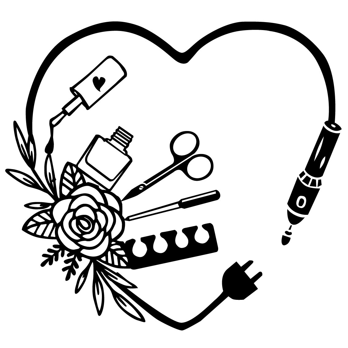 Nail tech heart svg Etsy