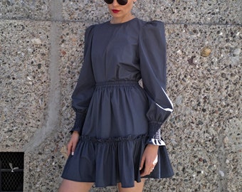 SET ruffled Skirt and bishop sleeves Shirt - SET Skirt with ruffles and Shirt with puffed sleeves