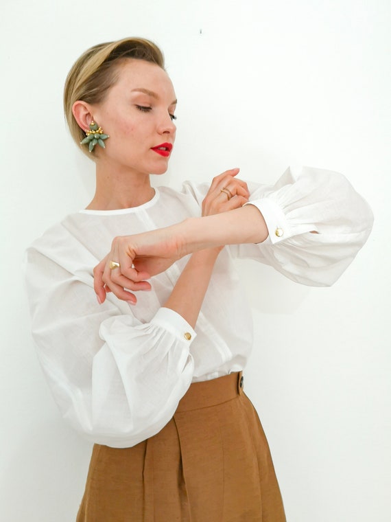 CAMICIA Bianca manica SBUFFO,  dettaglio bottoni ORO / balloon-sleeve, light cotton shirt, gold bottons