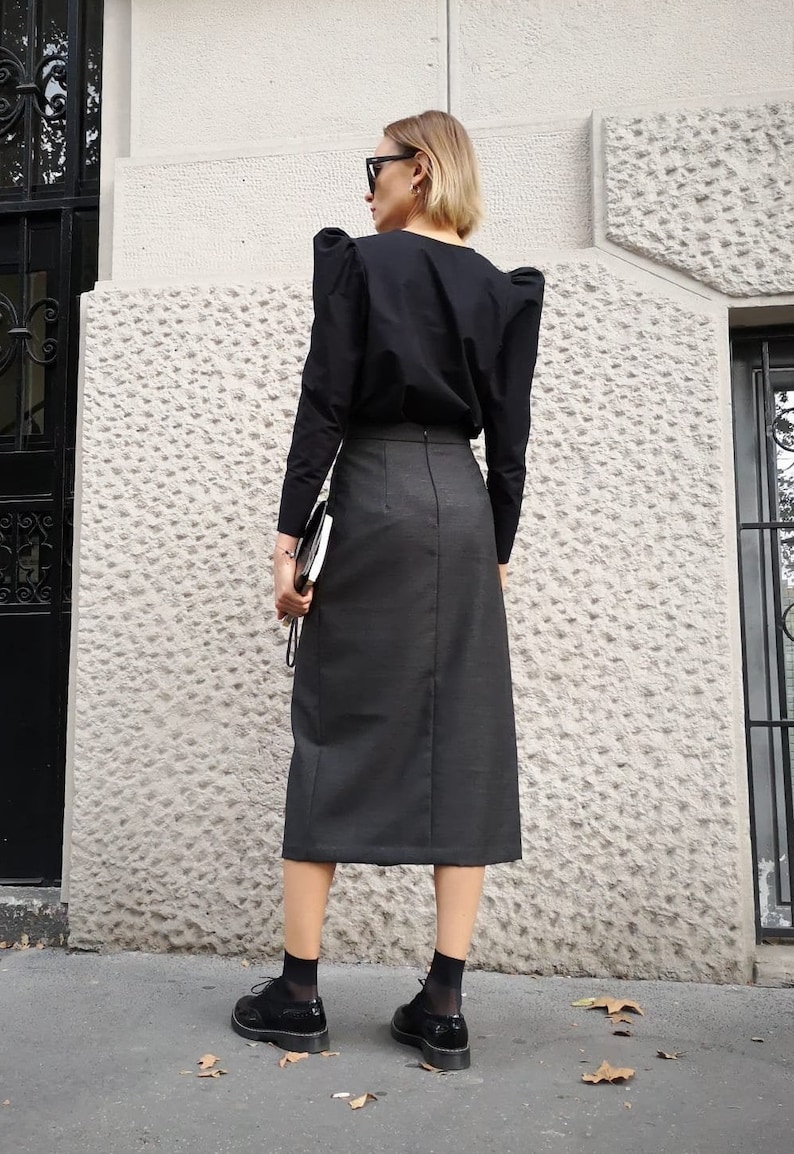 Longuette SKIRT in pure wool with front pleat/LONGUETTE SKIRT in pure wool with front pleat image 6