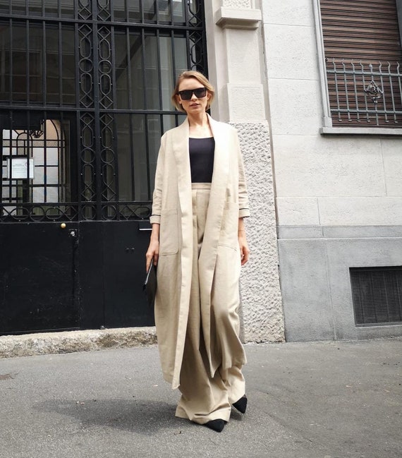 Shawl-collar Linen Coat/duster-overcoat in LINEN, Shawl Collar - Etsy