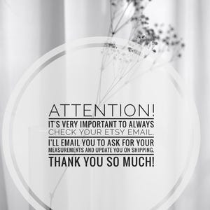 May include: Black and white image with text that reads "ATTENTION!" and other important information. A clear glass vase holds delicate, dried flowers. The background is a soft, blurred curtain.