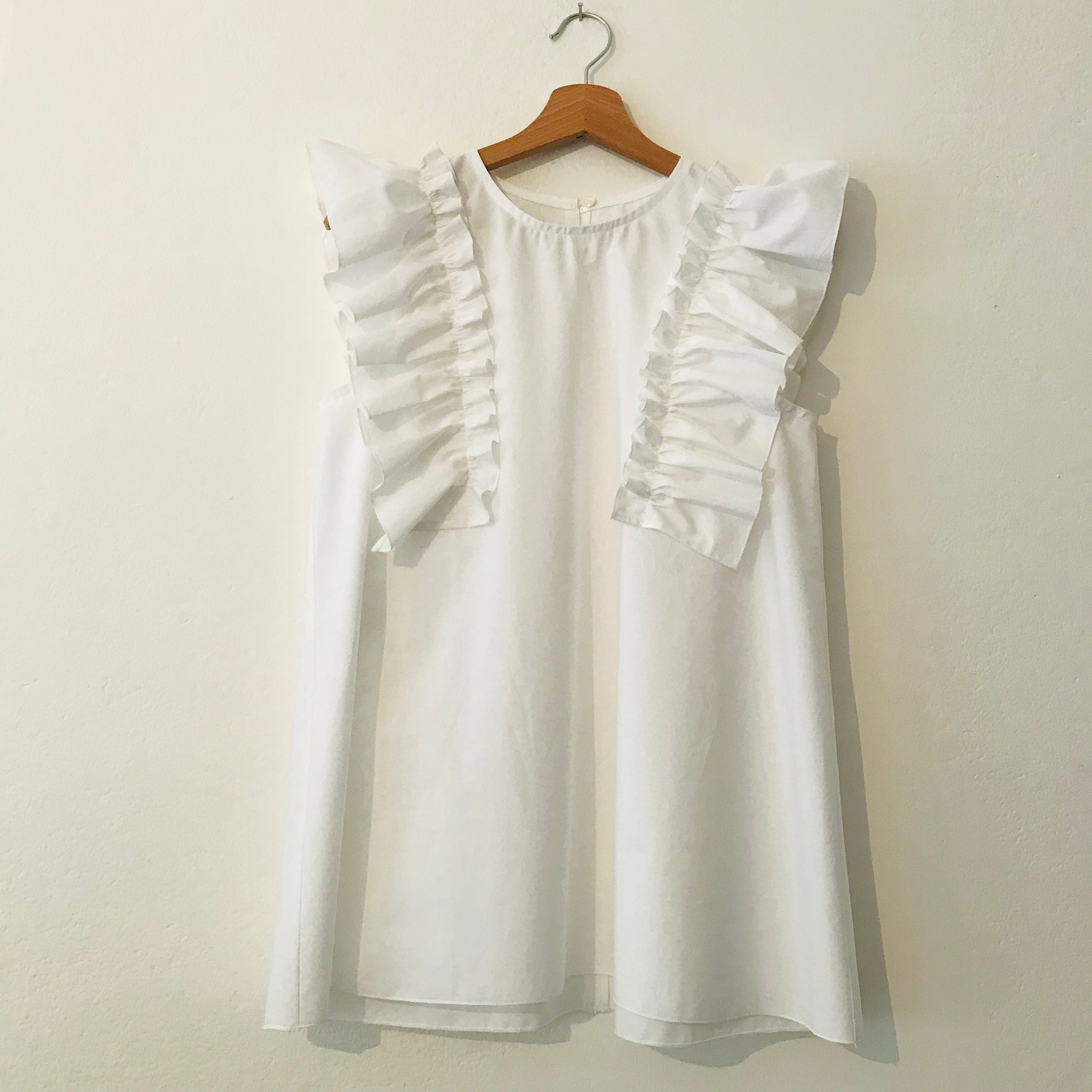 Camicia/top in Cotone Svasato Con Volant Spalle Cotton | Etsy