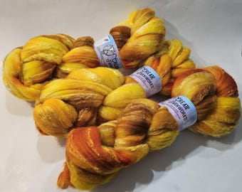 Goldilocks in Merino/Tussah Silk 70/30 blend Top 4oz braid