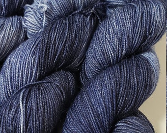 Navy in Gold Sparkle Superwash Merino Blend Fingering Weight Yarn