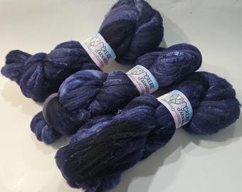 Navy in Merino/Tussah Silk 70/30 blend Top 4oz braid