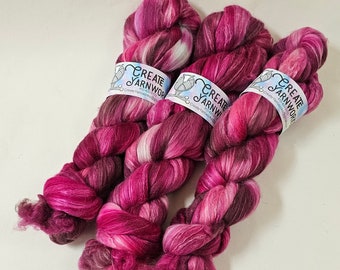 Pretty in Pink in Merino/Milk Fiber 67/33 blend Top 4oz braid