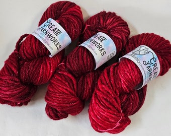 Ragin Rot in Silber Sparkle Superwash Merino-Mischung Super Große Wolle