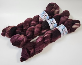 Wine Country in Merino/ Brown Alpaca/ Camel/ Mulberry Silk blend Top 4oz braid
