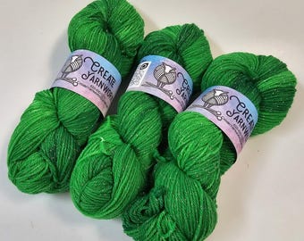 Irish in Silver Sparkle Superwash Merino Blend  Fingering Weight Yarn