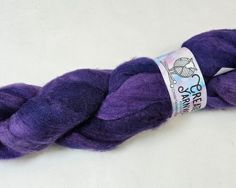 Purples in Polwarth/Tussah Silk 67/33 custom blend Top 4oz braid