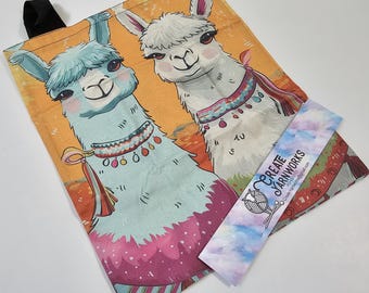 2 More Fancy Alpaca Large Project Bag - Tote with Handles Llama