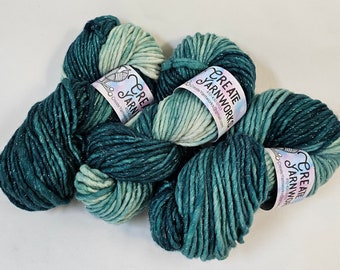 Forest in Silver Sparkle Superwash Merino Blend  Super Bulky Weight Yarn