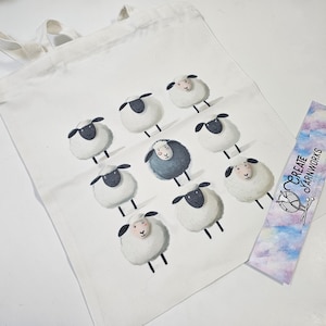 9 Cute Sheep Large Project Bag - Tote with Handles