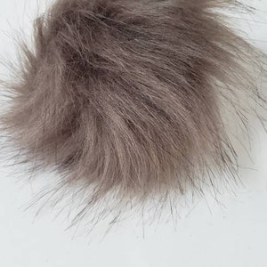 Faux Fur Pom Poms - Taupe