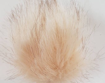 Faux Fur Pom Pom - Tan with brown tips
