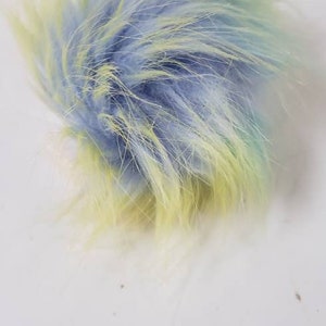 Faux Fur Pom Poms - Neon Colors with Blue Base