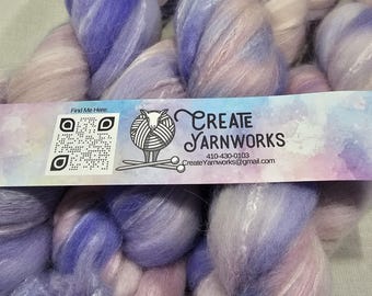 Aurora in Polwarth/Tussah Silk 67/33 custom blend Top 4oz braid