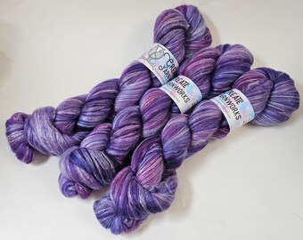 Purples in Merino/Milk Fiber 67/33 blend Top 4oz braid