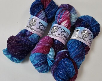 It's Electric in Silver Sparkle Superwash Merino Blend  Fingering Weight Yarn