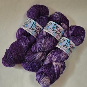 Purples in Merino/Tussah Silk Blend (50/50) Fingering Weight Yarn