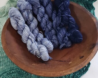 Gradient Knitted Shawl Kit in Navy Blue - Pattern and Yarn Included