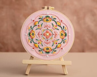 Pink Floral Mandala Embroidery Kit