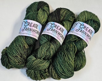 Mossy in Gold Sparkle Superwash Merino Blend Fingering Weight Yarn
