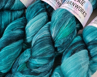 Tempting Teal in Merino/Milk Fiber 67/33 blend Top 4oz braid