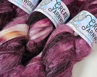 Wine Country in Polwarth/Tussah Silk 67/33 custom blend Top 4oz braid