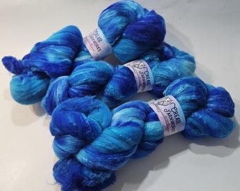 Blue Skies in Merino/Tussah Silk 70/30 blend Top 4oz braid