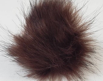 Faux Fur Pom Poms - Dark Brown with Black Tips