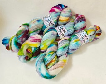 Mermaid Dreams in Superwash Merino & Stellina Blend 4oz braid