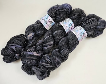 Navy in Superwash Merino & Stellina Blend 4oz braid
