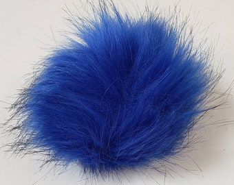 Pompones de piel sintética - Azul real